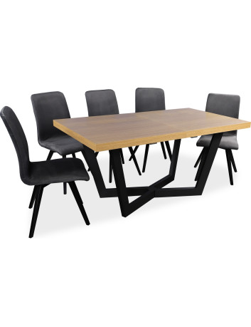 STÓŁ ROZKŁADANY DREWNIANY Z KRZESŁAMI Z1 NOGI METALOWE