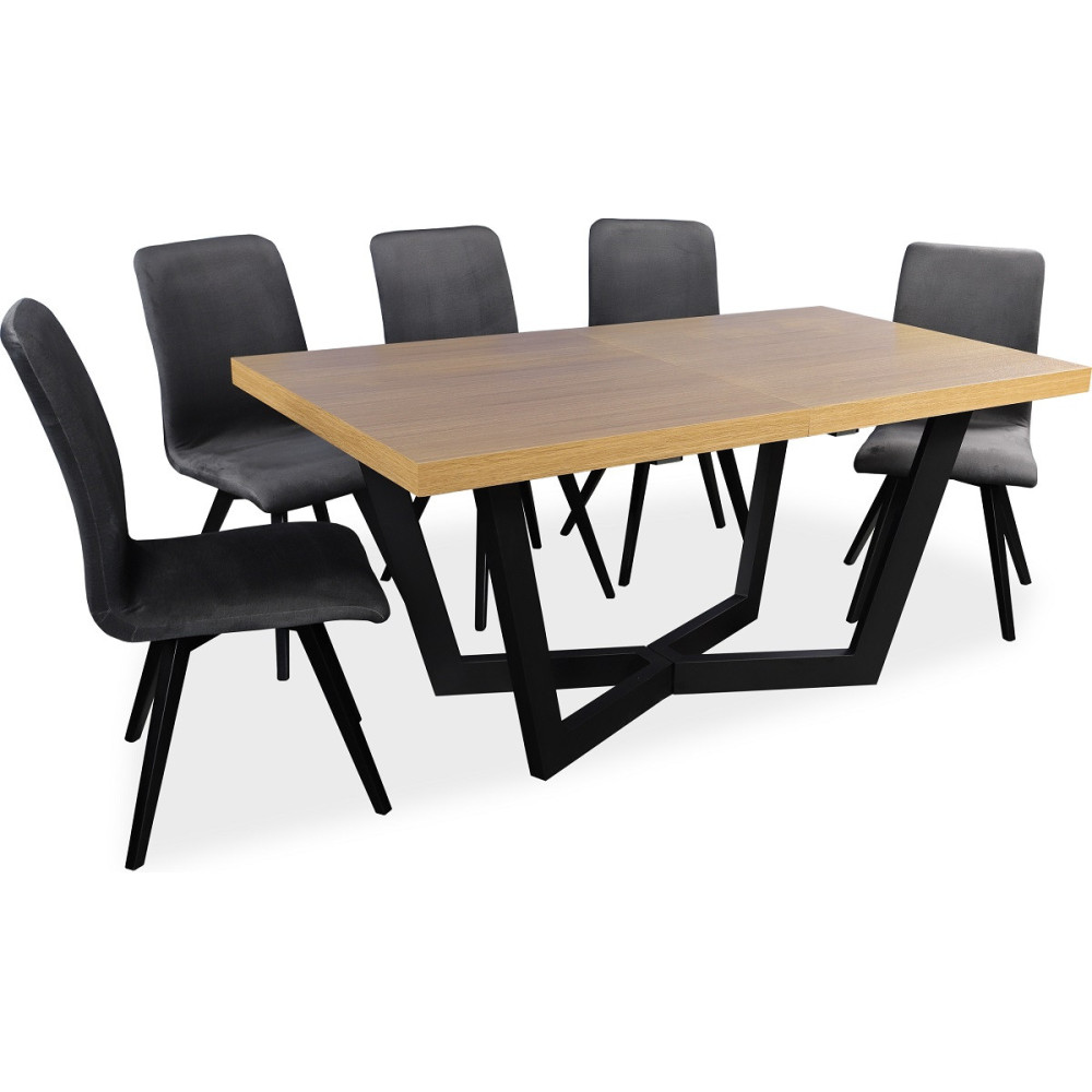 STÓŁ ROZKŁADANY DREWNIANY Z KRZESŁAMI Z1 NOGI METALOWE