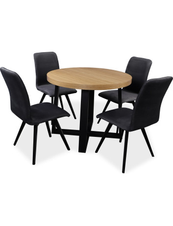 STÓŁ ROZKŁADANY DREWNIANY Z KRZESŁAMI Z2 NOGI CZARNE