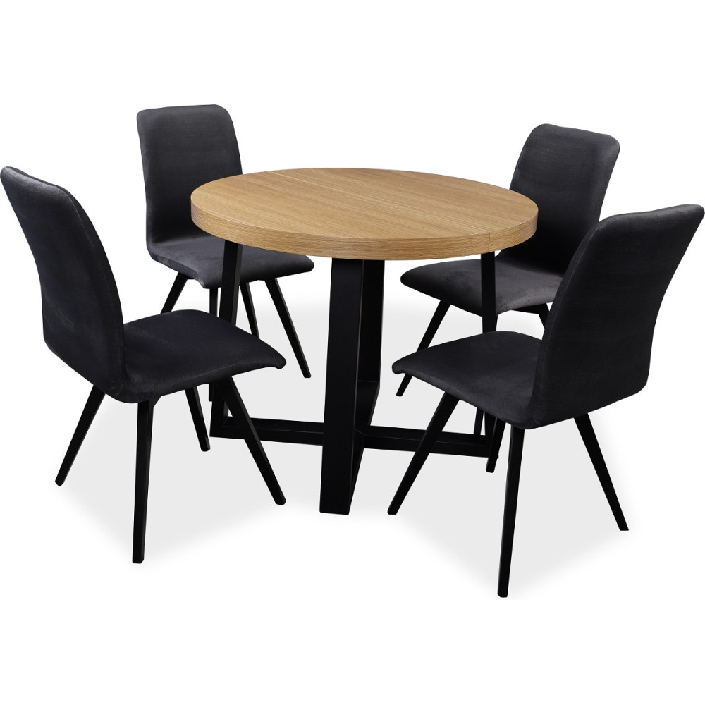 STÓŁ ROZKŁADANY DREWNIANY Z KRZESŁAMI Z2 NOGI CZARNE