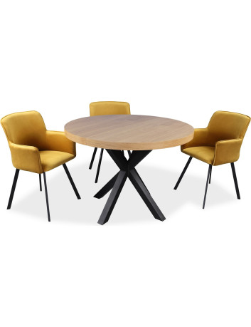 OKRĄGŁY STÓŁ ROZKŁADANY Z KRZESŁAMI Z4 Z METALOWYMI NOGAMI