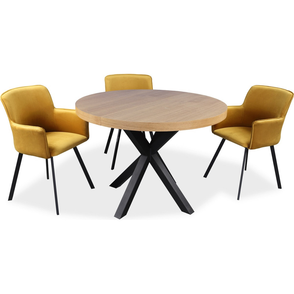 OKRĄGŁY STÓŁ ROZKŁADANY Z KRZESŁAMI Z4 Z METALOWYMI NOGAMI