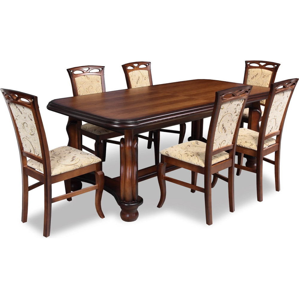 STÓŁ ROZKŁADANY DREWNIANY Z KLASYCZNYMI KRZESŁAMI Z14