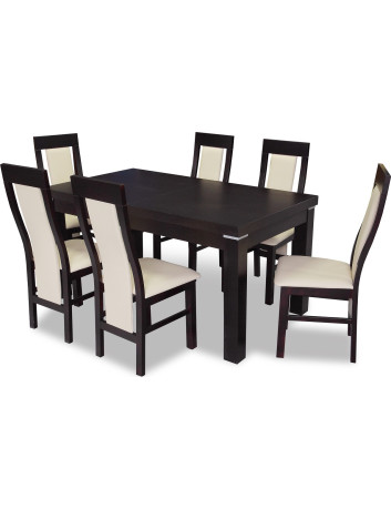 STÓŁ ROZKŁADANY DREWNIANY Z KLASYCZNYMI KRZESŁAMI Z13 METAL