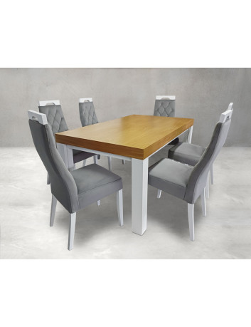 STÓŁ ROZKŁADANY DREWNIANY NAWARA Z KLASYCZNYMI KRZESŁAMI Z16