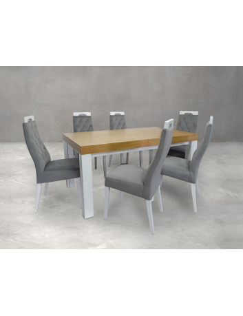 STÓŁ ROZKŁADANY DREWNIANY NAWARA Z KLASYCZNYMI KRZESŁAMI Z16