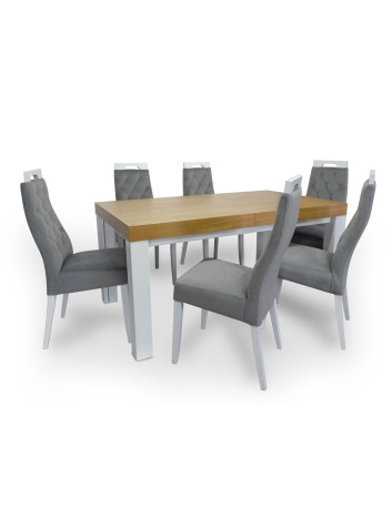 STÓŁ ROZKŁADANY DREWNIANY NAWARA Z KLASYCZNYMI KRZESŁAMI Z16