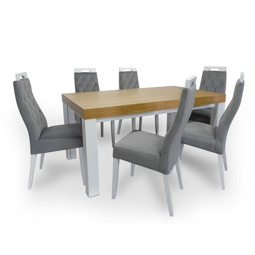 STÓŁ ROZKŁADANY DREWNIANY NAWARA Z KLASYCZNYMI KRZESŁAMI Z16