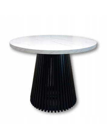 STÓŁ OKRĄGŁY DREWNIANY ROZKŁADANY S57 CZARNE METAL NOGI