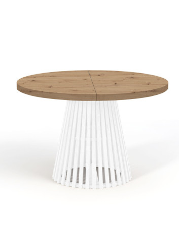 STÓŁ OKRĄGŁY DREWNIANY ROZKŁADANY S57 CZARNE METAL NOGI