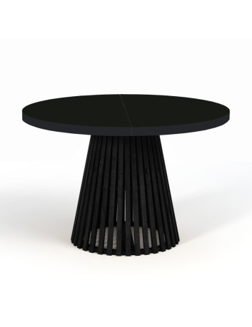 STÓŁ OKRĄGŁY DREWNIANY ROZKŁADANY S57 CZARNE METAL NOGI