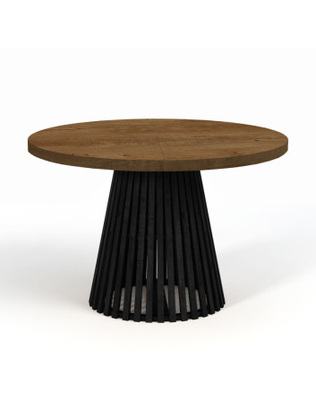 STÓŁ OKRĄGŁY DREWNIANY ROZKŁADANY S57 CZARNE METAL NOGI