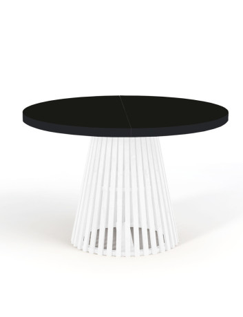 STÓŁ OKRĄGŁY DREWNIANY ROZKŁADANY S57 CZARNE METAL NOGI