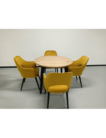 OKRĄGŁY STÓŁ DREWNIANY ROZKŁADANY S58 CZARNE NOGI