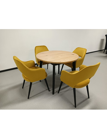 OKRĄGŁY STÓŁ DREWNIANY ROZKŁADANY S58 CZARNE NOGI