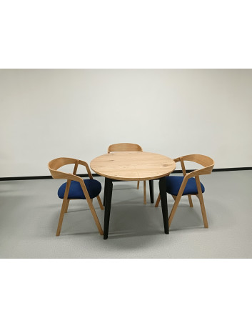 OKRĄGŁY STÓŁ DREWNIANY ROZKŁADANY S58 CZARNE NOGI