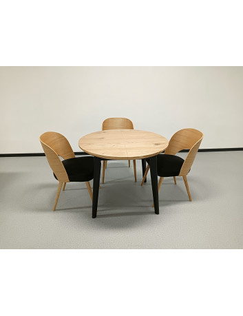 OKRĄGŁY STÓŁ DREWNIANY ROZKŁADANY S58 CZARNE NOGI