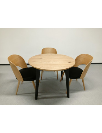 OKRĄGŁY STÓŁ DREWNIANY ROZKŁADANY S58 CZARNE NOGI