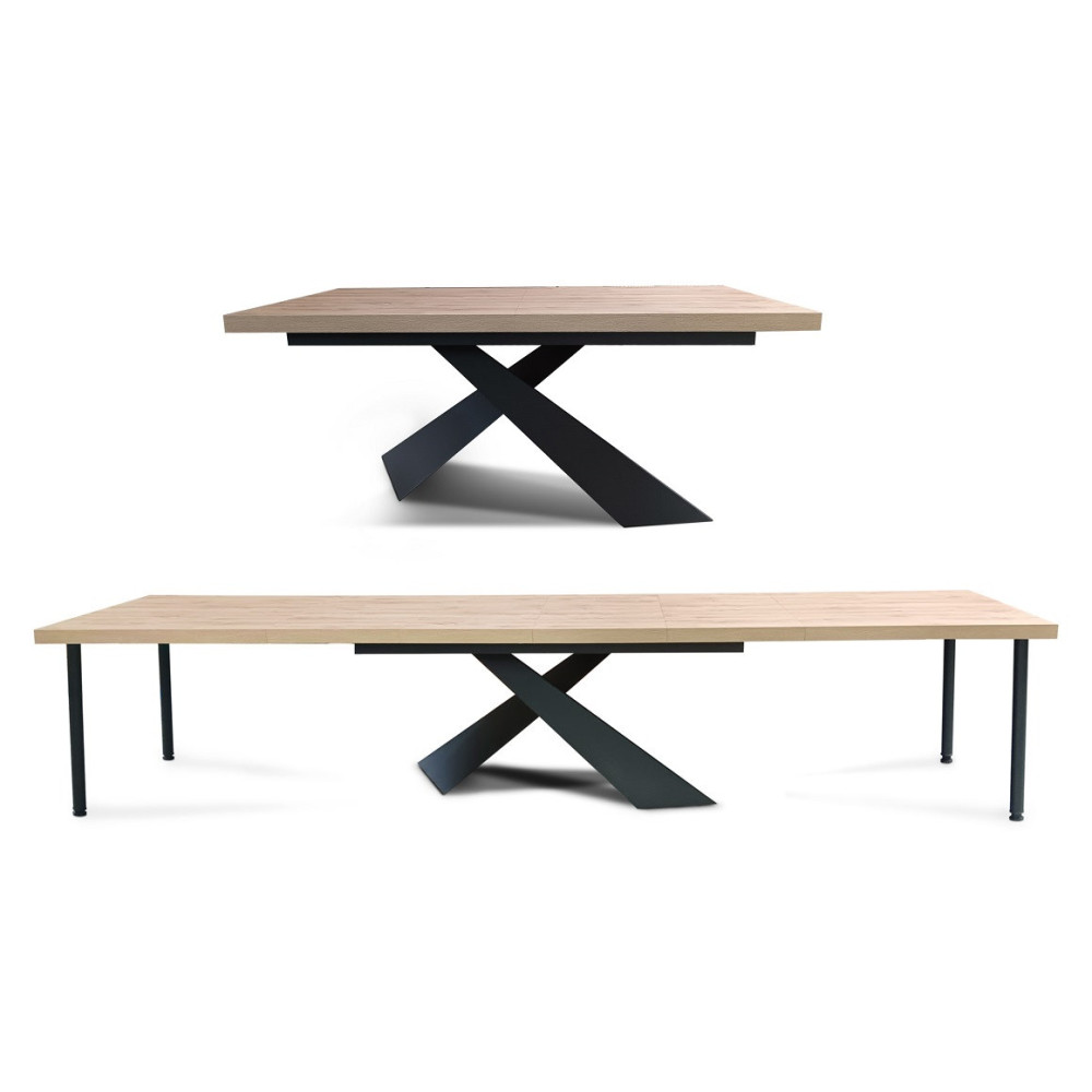DUŻY LOFTOWY STÓŁ ANIOŁ XL ROZKŁADANY S59 DĘBOWO METALOWY
