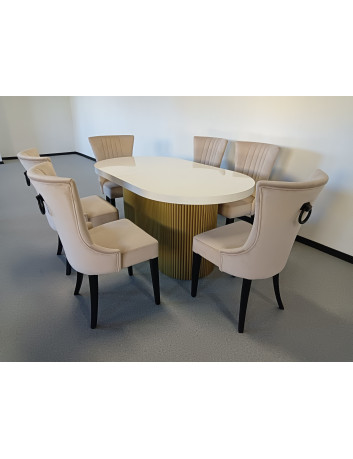 STÓŁS61 DREWNIANO-METALOWY "LAMELE" BLAT MALOWANY NA BIAŁO PODSTAWA METALOWA MALOWANA PROSZKOWO